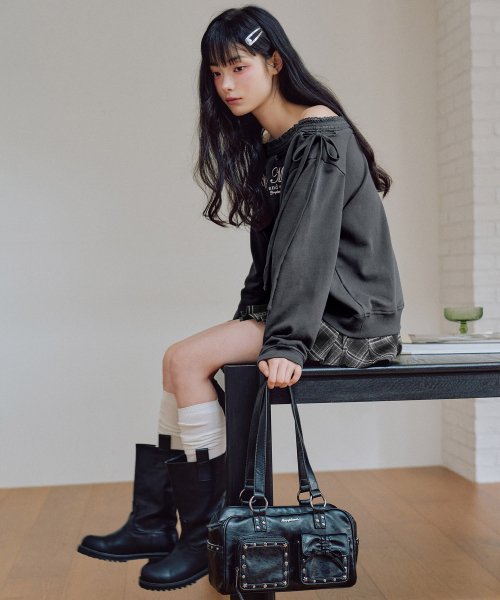 ZEROPLANET（ゼロプラネット）の「スタッズウォッシングレザーショルダーバッグ[ブラック]（トートバッグ・レディース・その他・F）」の5枚目の写真