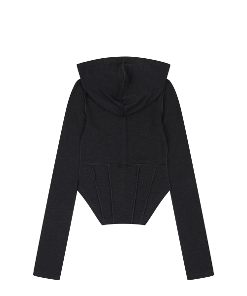 ORDINARY HOLIDAY（オーディナリー ホリデー）の「SLIM CORSET HOOD CARDIGAN [BLACK]（カーディガン/ボレロ・レディース・その他・FREE）」の2枚目の写真