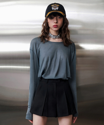 UネックウールテンセルスラブTシャツ[メランジブルー(ユニセックス)]_UTT-ST57