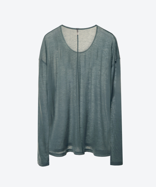 UNTAGE（アンテージ）の「UネックウールテンセルスラブTシャツ[メランジブルー(ユニセックス)]_UTT-ST57（Tシャツ/カットソー・メンズ・その他・LARGE/MEDIUM）」の6枚目の写真