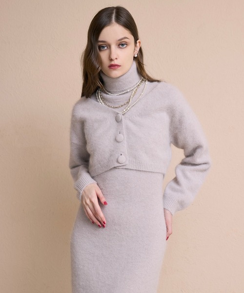 EIMY ISTOIRE(エイミーイストワール)の「オフショルニットカーデセットワンピ(ワンピース・レディース・グレー×ピンク/チャコールグレー/ホワイト・F)」の12枚目の写真