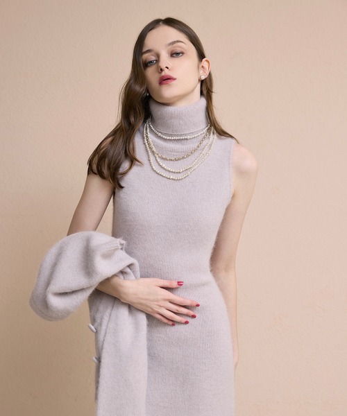 EIMY ISTOIRE(エイミーイストワール)の「オフショルニットカーデセットワンピ(ワンピース・レディース・グレー×ピンク/チャコールグレー/ホワイト・F)」の14枚目の写真
