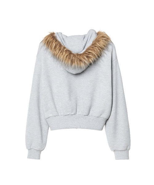 tinkerend(ティンカーエンド)の「Fur Short Hoodie / ショート丈ファーフーディー 裏起毛(パーカー・レディース・ブラック/グレー・FREE)」の21枚目の写真