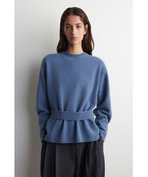 ベルト付きメリノウールセーター