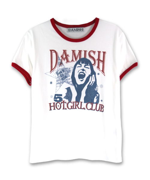 DAMISH(ダミシュ)の「ホットガールクラブリンガーティーシャツ_レッド(Tシャツ/カットソー・レディース・レッド・SMALL/MEDIUM)」の2枚目の写真