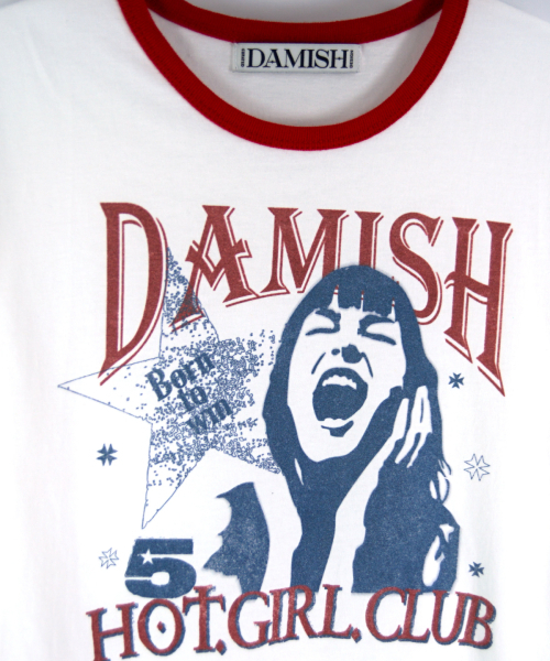 DAMISH(ダミシュ)の「ホットガールクラブリンガーティーシャツ_レッド(Tシャツ/カットソー・レディース・レッド・SMALL/MEDIUM)」の3枚目の写真