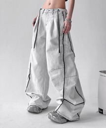 lilful（リルフル）の「配色バックポケット ステッチワイドデニムパンツ（デニムパンツ）」