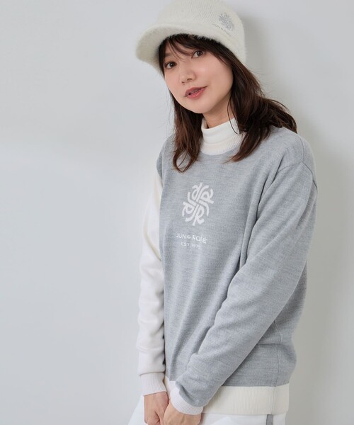 JUN&ROPE'（ジュンアンドロペ）の「モノグラムモチーフ配色長袖クルーニット（ニット/セーター・レディース・グレー/ダークブラウン/ラベンダー・L/M/S）」の22枚目の写真