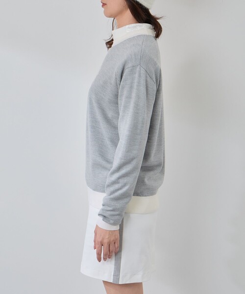 JUN&ROPE'（ジュンアンドロペ）の「モノグラムモチーフ配色長袖クルーニット（ニット/セーター・レディース・グレー/ダークブラウン/ラベンダー・L/M/S）」の11枚目の写真