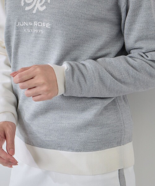 JUN&ROPE'（ジュンアンドロペ）の「モノグラムモチーフ配色長袖クルーニット（ニット/セーター・レディース・グレー/ダークブラウン/ラベンダー・L/M/S）」の8枚目の写真