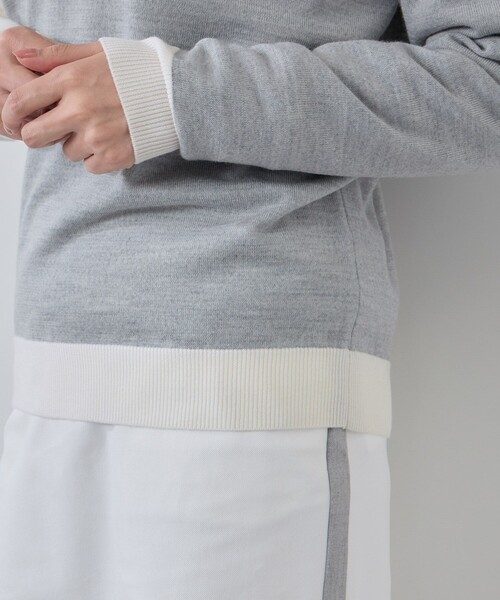 JUN&ROPE'（ジュンアンドロペ）の「モノグラムモチーフ配色長袖クルーニット（ニット/セーター・レディース・グレー/ダークブラウン/ラベンダー・L/M/S）」の7枚目の写真