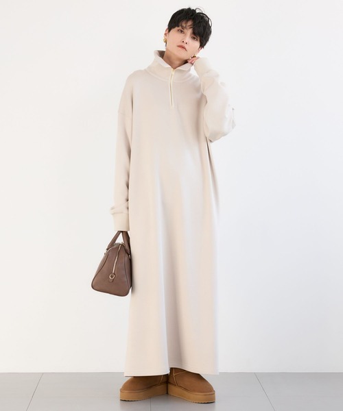 BARNYARDSTORM(バンヤードストーム)の「BARNYARDSTORM / 裏起毛ハーフZIPワンピース / マシンウォッシャブル【WEB限定カラー】(ワンピース・レディース・アイボリー/ブラック/グレー・FREE)」の1枚目の写真