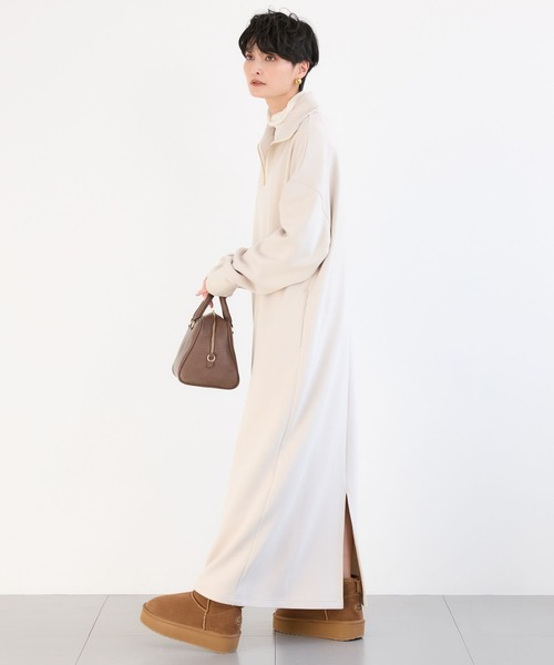 BARNYARDSTORM(バンヤードストーム)の「BARNYARDSTORM / 裏起毛ハーフZIPワンピース / マシンウォッシャブル【WEB限定カラー】(ワンピース・レディース・アイボリー/ブラック/グレー・FREE)」の6枚目の写真