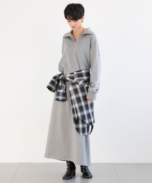 BARNYARDSTORM(バンヤードストーム)の「BARNYARDSTORM / 裏起毛ハーフZIPワンピース / マシンウォッシャブル【WEB限定カラー】(ワンピース・レディース・アイボリー/ブラック/グレー・FREE)」の9枚目の写真