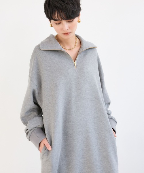 BARNYARDSTORM(バンヤードストーム)の「BARNYARDSTORM / 裏起毛ハーフZIPワンピース / マシンウォッシャブル【WEB限定カラー】(ワンピース・レディース・アイボリー/ブラック/グレー・FREE)」の7枚目の写真