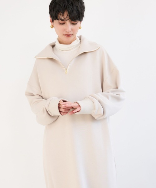 BARNYARDSTORM(バンヤードストーム)の「BARNYARDSTORM / 裏起毛ハーフZIPワンピース / マシンウォッシャブル【WEB限定カラー】(ワンピース・レディース・アイボリー/ブラック/グレー・FREE)」の4枚目の写真