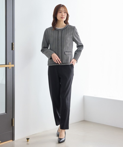 Honeys（ハニーズ）の「リボン使いノーカラージャケット（ノーカラージャケット・レディース・ブラック系その他/ベージュ系その他/ネイビー・3L/L/LL/M/S）」の7枚目の写真