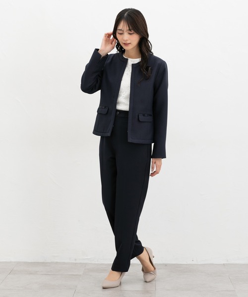 Honeys（ハニーズ）の「リボン使いノーカラージャケット（ノーカラージャケット・レディース・ブラック系その他/ベージュ系その他/ネイビー・3L/L/LL/M/S）」の10枚目の写真