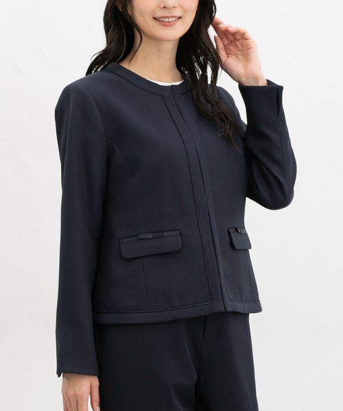 Honeys（ハニーズ）の「リボン使いノーカラージャケット（ノーカラージャケット・レディース・ブラック系その他/ベージュ系その他/ネイビー・3L/L/LL/M/S）」の11枚目の写真