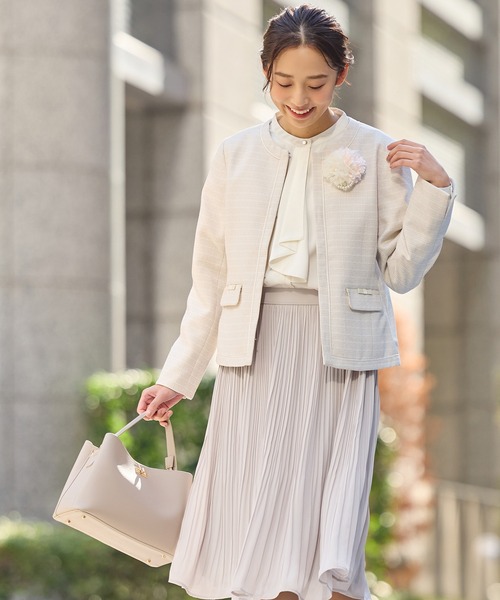 Honeys（ハニーズ）の「リボン使いノーカラージャケット（ノーカラージャケット・レディース・ブラック系その他/ベージュ系その他/ネイビー・3L/L/LL/M/S）」の14枚目の写真