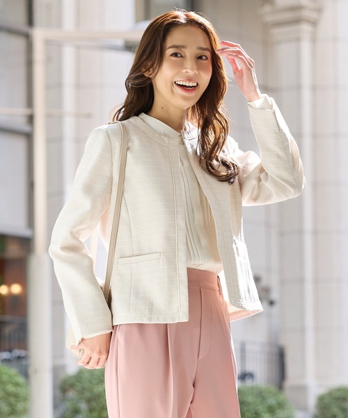 Honeys（ハニーズ）の「リボン使いノーカラージャケット（ノーカラージャケット・レディース・ブラック系その他/ベージュ系その他/ネイビー・3L/L/LL/M/S）」の16枚目の写真