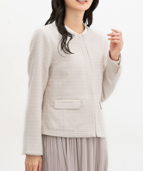 Honeys（ハニーズ）の「リボン使いノーカラージャケット（ノーカラージャケット・レディース・ブラック系その他/ベージュ系その他/ネイビー・3L/L/LL/M/S）」の18枚目の写真