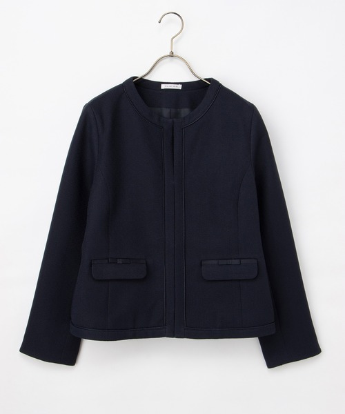 Honeys（ハニーズ）の「リボン使いノーカラージャケット（ノーカラージャケット・レディース・ブラック系その他/ベージュ系その他/ネイビー・3L/L/LL/M/S）」の22枚目の写真