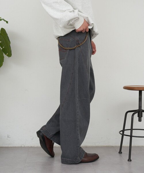 CIAOPANIC（チャオパニック）の「3Dカーブデニムパンツ（その他パンツ・メンズ・チャコールグレー/ベージュ・MEDIUM/LARGE）」の14枚目の写真