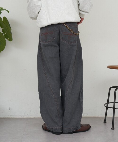 CIAOPANIC（チャオパニック）の「3Dカーブデニムパンツ（その他パンツ・メンズ・チャコールグレー/ベージュ・MEDIUM/LARGE）」の15枚目の写真