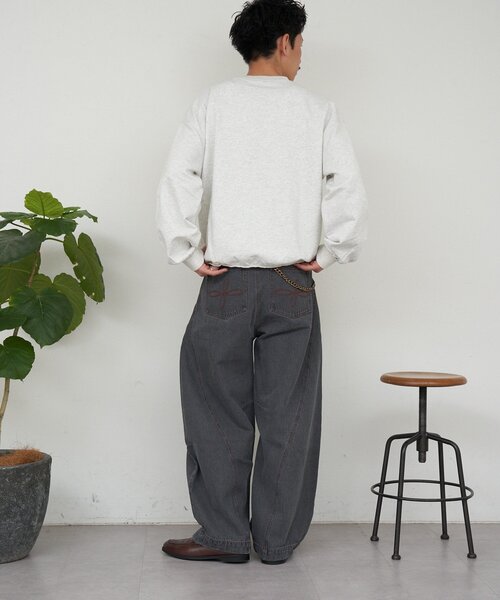 CIAOPANIC（チャオパニック）の「3Dカーブデニムパンツ（その他パンツ・メンズ・チャコールグレー/ベージュ・MEDIUM/LARGE）」の3枚目の写真