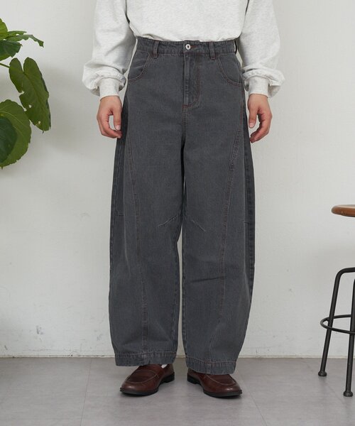 CIAOPANIC（チャオパニック）の「3Dカーブデニムパンツ（その他パンツ・メンズ・チャコールグレー/ベージュ・MEDIUM/LARGE）」の4枚目の写真