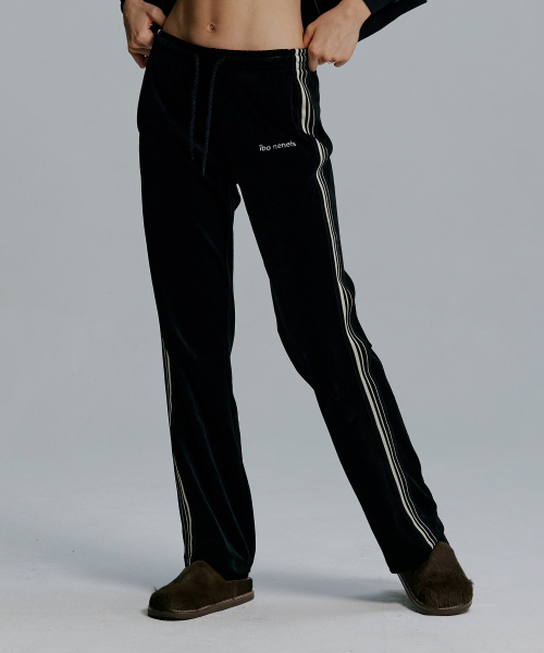 Tape Point Velvet Track Pants - Black