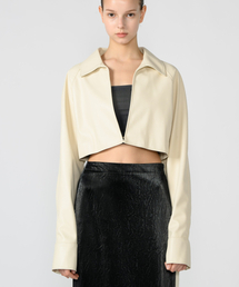 LUNECAVE（ルン ケイブ）の「Vegan Leather Raglan Ivory Crop Jacket（ライダースジャケット）」