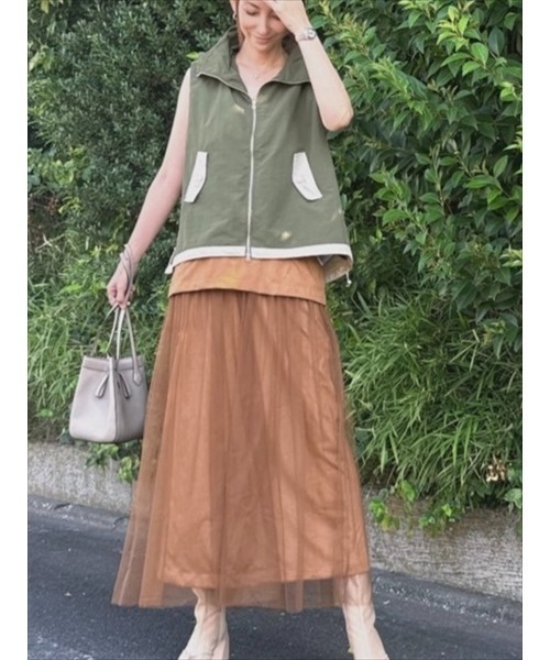 Day and Grade（デイアンドグレイド）の「【真山景子セレクト】ボリュームネック配色ベスト（ベスト・レディース・カーキ/ベージュ・FREE）」の10枚目の写真