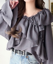 【mily bilet】大人の甘さがちょうどいい♪オフショル2wayキャンディースリーブカシュクールブラウス(長袖)