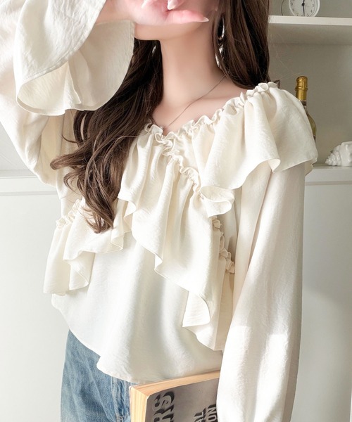 mily bilet(ミウィビレット)の「【mily bilet】大人の甘さがちょうどいい♪オフショル2wayキャンディースリーブカシュクールブラウス(長袖)(シャツ/ブラウス・レディース・チャコール/アイボリー/ブルー/ブラウン・LARGE/MEDIUM/SMALL/X-LARGE)」の19枚目の写真
