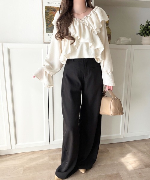 mily bilet(ミウィビレット)の「【mily bilet】大人の甘さがちょうどいい♪オフショル2wayキャンディースリーブカシュクールブラウス(長袖)(シャツ/ブラウス・レディース・チャコール/アイボリー/ブルー/ブラウン・LARGE/MEDIUM/SMALL/X-LARGE)」の20枚目の写真