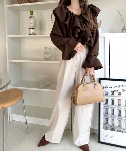 mily bilet(ミウィビレット)の「【mily bilet】大人の甘さがちょうどいい♪オフショル2wayキャンディースリーブカシュクールブラウス(長袖)(シャツ/ブラウス・レディース・チャコール/アイボリー/ブルー/ブラウン・LARGE/MEDIUM/SMALL/X-LARGE)」の17枚目の写真