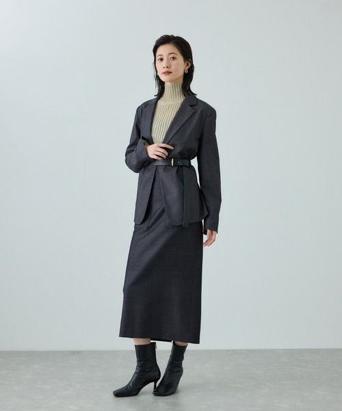 ROPE'（ロペ）の「トリアセツイル シングルテーラードジャケット(デニムライク)/セットアップ対応（テーラードジャケット・レディース・ブルー系その他3/ブラック・38/36）」の8枚目の写真