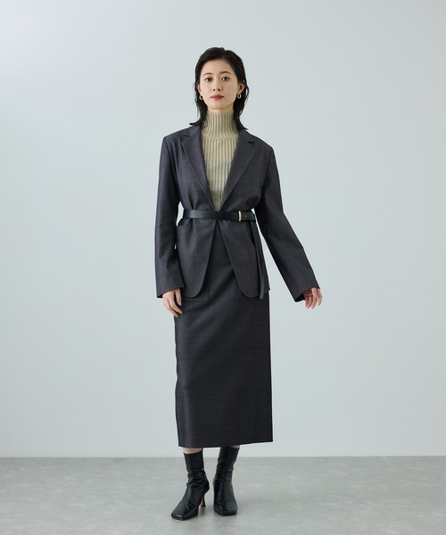 ROPE'（ロペ）の「トリアセツイル シングルテーラードジャケット(デニムライク)/セットアップ対応（テーラードジャケット・レディース・ブルー系その他3/ブラック・38/36）」の9枚目の写真