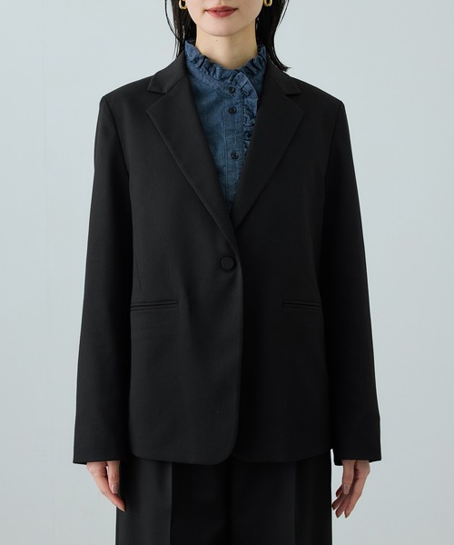 ROPE'（ロペ）の「トリアセツイル シングルテーラードジャケット(デニムライク)/セットアップ対応（テーラードジャケット・レディース・ブルー系その他3/ブラック・38/36）」の16枚目の写真
