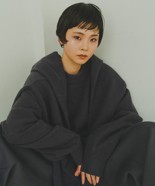 lit（リット）の「Design Seam Crew Knit（ニット/セーター・レディース・ベージュ/チャコールグレー/ブラック・FREE）」の3枚目の写真