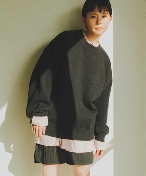 lit（リット）の「Design Seam Crew Knit（ニット/セーター・レディース・ベージュ/チャコールグレー/ブラック・FREE）」の10枚目の写真