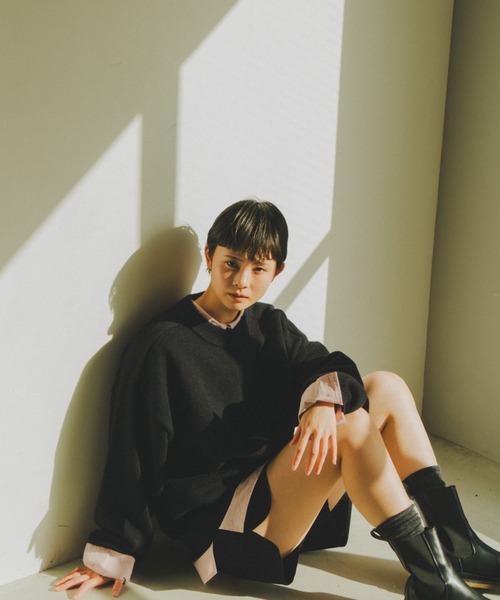 lit（リット）の「Design Seam Crew Knit（ニット/セーター・レディース・ベージュ/チャコールグレー/ブラック・FREE）」の12枚目の写真