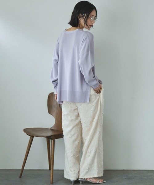 Doux archives（ドゥアルシーヴ）の「ゴム編みサイドスリットカーディガン（カーディガン/ボレロ・レディース・ピンク/ブラック/ラベンダー/ベージュ・FREE）」の6枚目の写真