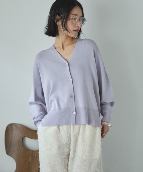 Doux archives（ドゥアルシーヴ）の「ゴム編みサイドスリットカーディガン（カーディガン/ボレロ・レディース・ピンク/ブラック/ラベンダー/ベージュ・FREE）」の7枚目の写真