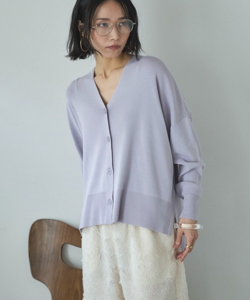 Doux archives（ドゥアルシーヴ）の「ゴム編みサイドスリットカーディガン（カーディガン/ボレロ・レディース・ピンク/ブラック/ラベンダー/ベージュ・FREE）」の9枚目の写真