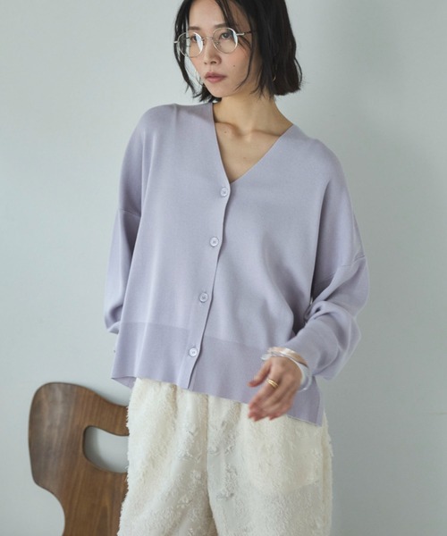 Doux archives（ドゥアルシーヴ）の「ゴム編みサイドスリットカーディガン（カーディガン/ボレロ・レディース・ピンク/ブラック/ラベンダー/ベージュ・FREE）」の10枚目の写真