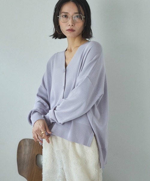 Doux archives（ドゥアルシーヴ）の「ゴム編みサイドスリットカーディガン（カーディガン/ボレロ・レディース・ピンク/ブラック/ラベンダー/ベージュ・FREE）」の11枚目の写真