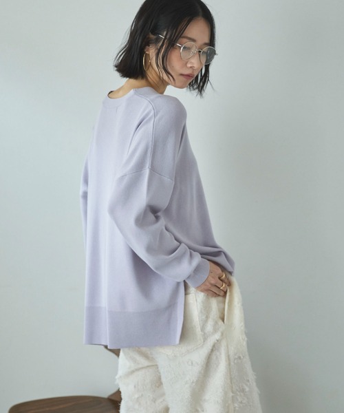 Doux archives（ドゥアルシーヴ）の「ゴム編みサイドスリットカーディガン（カーディガン/ボレロ・レディース・ピンク/ブラック/ラベンダー/ベージュ・FREE）」の13枚目の写真